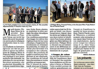 Inauguration des serres photovoltaïques à Villeneuve-la-Rivière